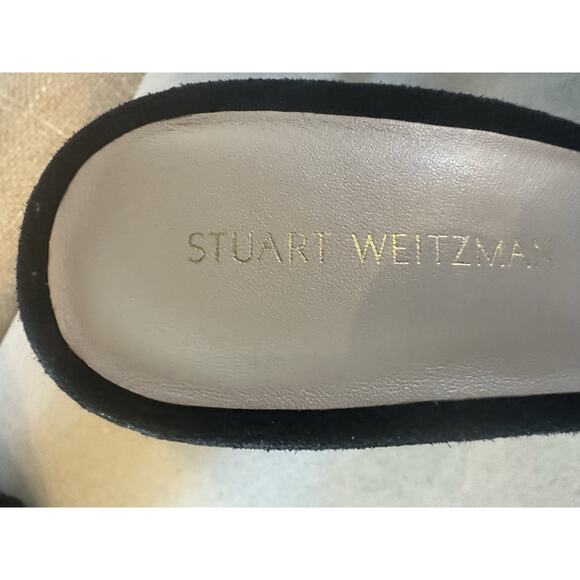 STEWART WEITZMAN Mariposa 80 Black Suede Slide Sandals Mules - 7 - Picture 7 of 8